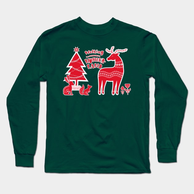 Walking in a Scandinavian Wonderland Long Sleeve T-Shirt by DutchDeer